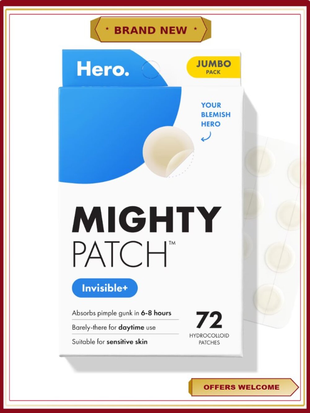 Hydrocolloid Acne Pimple Patches, Invisible Daytime, 72 Count